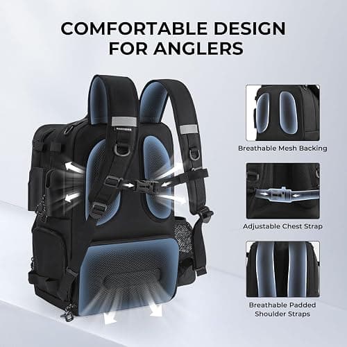 KastKing BaitSpace Fishing Tackle Backpack with Removable Bait Binder,2 Rod Holders Storage Fishing Gear and Equipment thumbnail 7