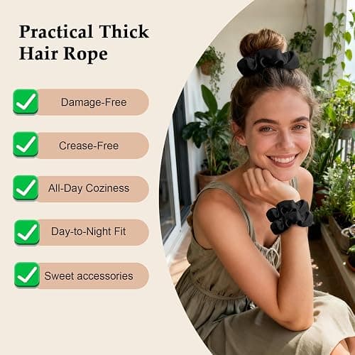 Satin Scrunchies for Women – 8PCS Black Silk Hair Ties – No Crease, Frizz-Free, Gentle Elastic Hair Bands for Thick & Thin Hair, Soft & Stylish Hair Accessories Gifts thumbnail 3