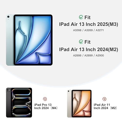 Akkerds Compatible for iPad Air 13 Inch Case (M3/M2) 2025/2024 with Pencil Holder, Trifold Stand Protective Cover/Soft TPU Back for iPad Air 13 Case, Supports Touch ID, Auto Wake/Sleep, Blue Gray thumbnail 2