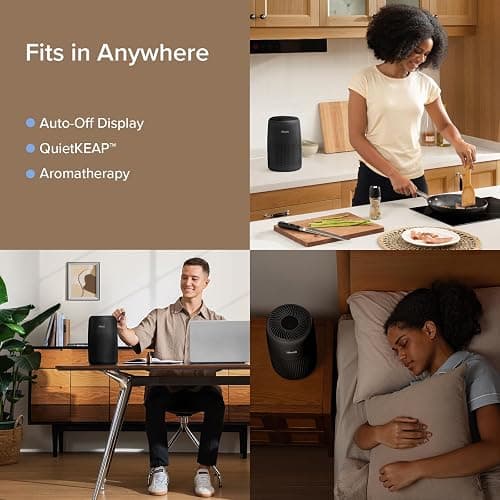 LEVOIT Air Purifiers for Bedroom Home, AHAM VERIFIDE, 3-in-1 Filter with Fragrance Sponge for Better Sleep, Filters Smoke, Allergies, Pet Dander, Odor, Dust, Office, Portable, Core Mini-P, Black thumbnail 6