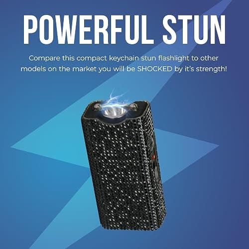 Streetwise Rhinestun Keychain Stun Gun – Compact Rechargeable Stun Gun Flashlight with Rhinestone Grip, Holster and Keyring for Women’s Self Protection thumbnail 7