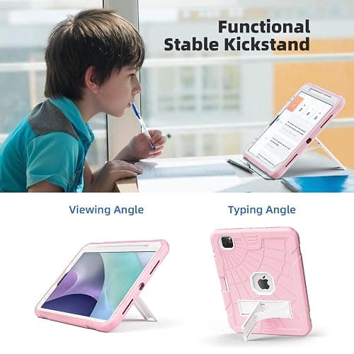 TSQQST Case for iPad Pro 11 Inch for Kids Girls with Pencil Holder | Rugged Shockproof Protective Case for iPad Pro 11 4th/3rd/2nd/1st Generation 2022 2021 2020 2018 | Pink thumbnail 5