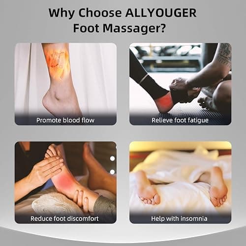 ALLYOUGER Shiatsu Foot Massager with Heat,Vibration,Air Compression and Deep Kneading for Plantar Fasciitis, Neuropathy,Improve Foot Wellness,Gifts for Women & Men（Black） thumbnail 7
