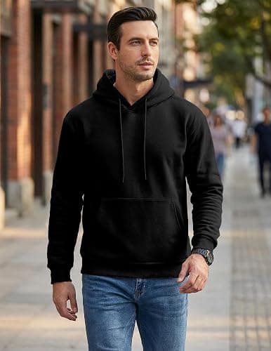 JMIERR Mens Casual Cotton Hooded Collar Drawstring Hoodies Pullover Sweatshirts Casual Long Sleeve Shirts thumbnail 4