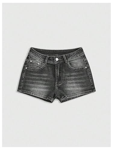 WDIRARA Women's Cross Embroidery Rhinestone Denim Shorts Y2k Grunge Punk Jean Shorts thumbnail 4