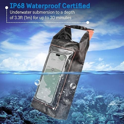 Pelican Marine IP68 Waterproof Dry Bag 2L - Roll Top Waterproof Backpack w/Phone Case/Pouch - Boating & Kayak Accessories - Essentials for Camping Swimming Beach Fishing Rafting Travel - Hunter Camo thumbnail 2