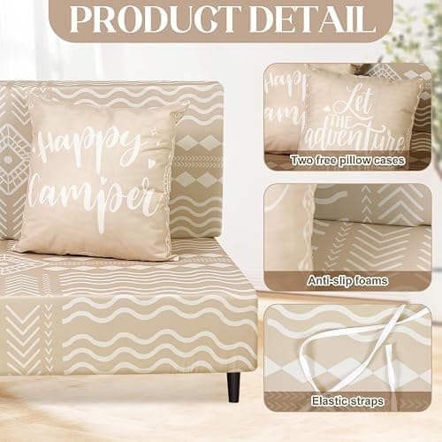 HunnmingRe 6 Pcs Rv Dinette Cushion Covers Stretch Washable Rv Dinette Cushion Covers Camper Accessories for Camper Car Bench, 2 Pillowcase, 2 Backrest and 2 Bench Replacement(Boho) thumbnail 4