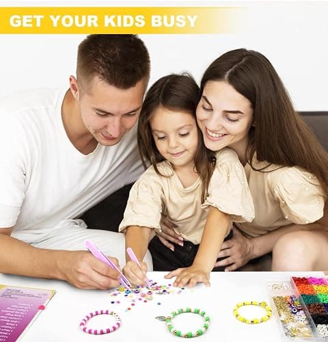 Dowsabel Clay Beads Bracelet Making Kit for Beginner, 5000 Pcs Preppy Polymer Clay Beads with Charms Kit for Jewelry Making, DIY Arts and Crafts Birthday Gifts Toys for Kids Age 6-13 thumbnail 4