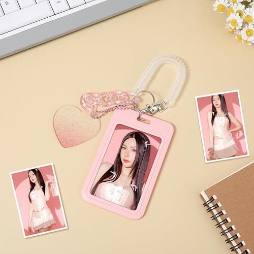 Amaxiu 3" Acrylic Kpop Photocard Holder, Photocard Display Frame Kpop Photocard Stand Kpop Photocard Organizer with Keychain thumbnail 4