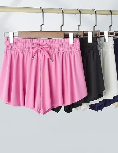 3 Pack Girls Flowy Shorts with Spandex Liner 2-in-1 Youth Butterfly Skirts for Fitness, Running, Sports thumbnail 6