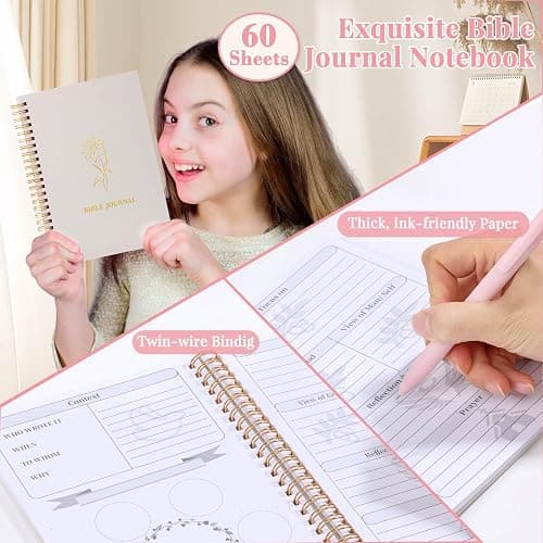 Flasoo All-in-One Bible Journaling Kit, Bible Study Supplies Include Bible Cover Case, Journal Notebook, Highlighters, Pens, Bible Verse Stickers, Tabs, Bookmarks for Christian Gift for Women thumbnail 4