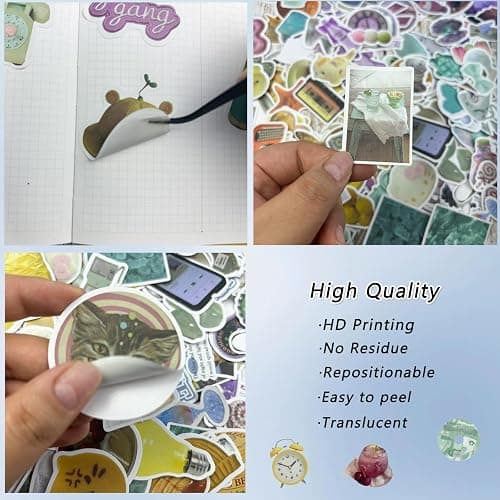 BOMICHI 240 Pcs Colorful Aesthetic Stickers for Scrapbooks,Cute Vinyl Stickers with 4 Different Colorful Themes for Water Bottles Laptop Stickers Skateboard Notebooks Phone Kindle thumbnail 4