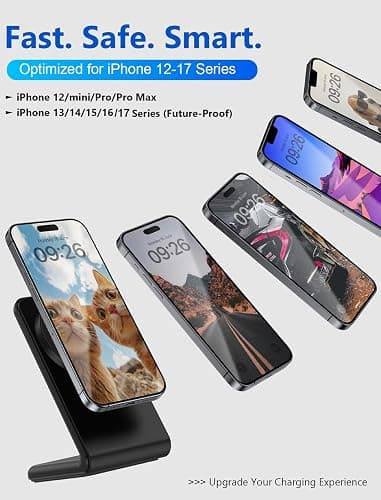 Mag.Safe Charger - Magnetic Wireless Charger for iPhone 12-17,Black | Fast Charging | Magnetic iPhone Charging | for iPhone Charger Stand thumbnail 6