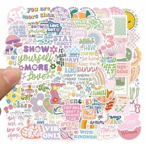 Cute Preppy Stickers Pack for Girls Women Kids 100pcs Vinyl Waterproof Aesthetic Stickers for Water Bottles Laptop Phone Pink Aesthetic Preppy Stuff, Things, Inspirational Positive Motivational Decals - Image 1
