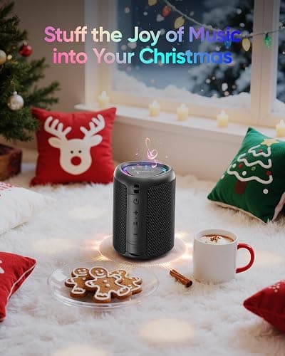 Portable Bluetooth Speaker with Lights, Stocking Stuffers, Powerful Crystal Clear Sound, IPX5 Waterproof, All Day Playtime, BT 5.3, TWS Paring, Small Wireless Speaker for Outdoor, White Elephant Gifts thumbnail 4