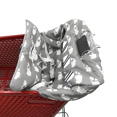 Twin Double Shopping Cart Cover for Baby Siblings with Carrying Case. Foldable Fit Wholesale Warehouse Grocery Stores Like Costco SAMS Club (White Elephant) thumbnail 3