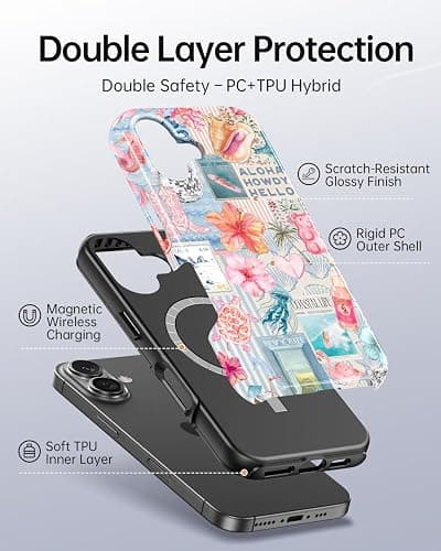 TAMUEL for iPhone 16 Case, Cute Aesthetic Beach Ocean Seashell Collage Summer Phone Case, Compatible with Magsafe, Trendy Coastal Magnetic Slim Shockproof Protective Women Girl Men Cover thumbnail 2