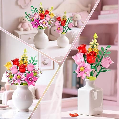 VINTOP Flower Bouquet Building Set, 11 Pretty Creative DIY Plant Bouquet Decoration 765 PCS botanicals Flower Bouquet Building Toy for Girls Women Adults 6+ Gift for Valentines Birthdays Mother's Day thumbnail 5