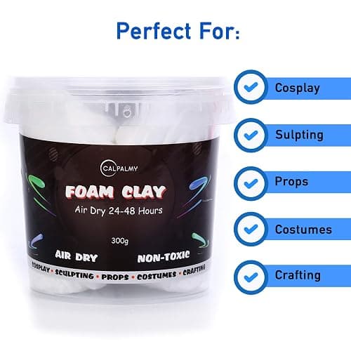 Moldable Cosplay Foam Clay (White) – High Density and Hiqh Quality for Intricate Designs | Air Dries to Perfection for Cutting with a Knife or Rotary Tool, Sanding or Shaping thumbnail 2