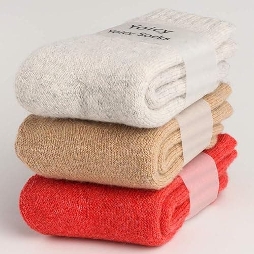 Yoicy Womens Super Thick Wool Socks - Soft Warm Comfort Casual Crew Winter Socks (Pack of 3-5), Multicolor thumbnail 3