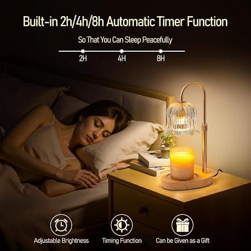 Electric Candle Warmer Lamp with Timer - Flame-Free 4-Level Dimming, Height Adjustable Gifts for Mom Women Friend, Birthday Housewarming Home Bedroom Decor thumbnail 4