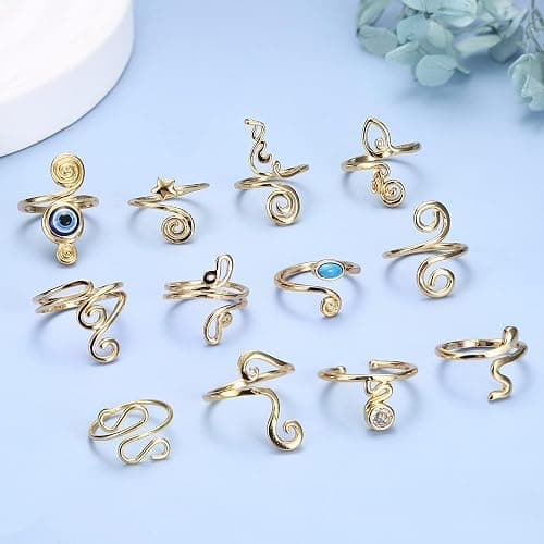 FIBO STEEL 12Pcs Adjustable Toe Rings for Women Open African Toe Rings Summer Beach Foot Jewelry thumbnail 6