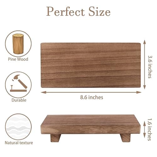 zoocatia Small Wood Tray Pedestal Stand Farmhouse Bathroom Decor Decorative Wooden Riser Kitchen Soap Dish Holder for Vanity, Counter, Sink, Brown thumbnail 3