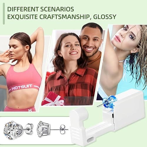 Novopiercing 24 Pcs Ear Piercing Kit: Disposable Ear Piercing Gun Kit with 8 Guns, 8 Pcs Earrings Stud, 8 Pcs Cleaning Pads thumbnail 7