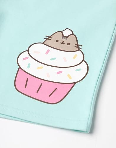 Pusheen the Cat Girls Grey T-Shirt and Shorts Set | Mint Green Graphic Tee with Elasticated Waistband thumbnail 7