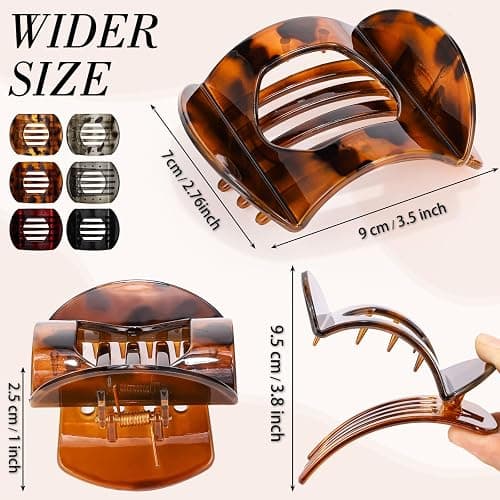 Obeoby 6 PCS Flat Hair Clips, Medium Flat Claw Clips French Hair Barrettes Accessories for Women Girls (Tortoiseshell) thumbnail 2