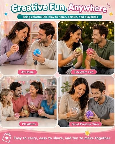 DIY Stress Ball Making Kit, Squishy Maker Kit with 15 TPR Ball Skins, 8 Types of Fillers, Air Pump Vacuum Tool & 20 Cable Ties, Make Your Own Squishies for ASMR Anxiety Relief Sensory Fidget Toys thumbnail 5