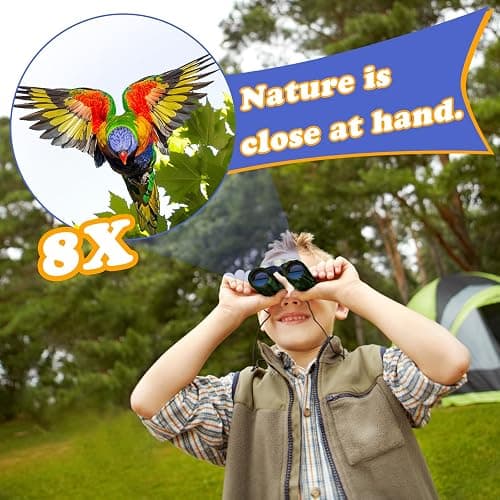 Obuby Real Binoculars for Kids Gifts for 3-12 Years Boys Girls 8x21 High-Resolution Optics Compact Toy Binocular for Bird Watching,Travel, Camping thumbnail 2