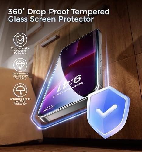 MAGIC JOHN 3rd Gen Upgraded for iPhone 13/13Pro/14 Screen Protector 6.1 Inch,HD Clear,Shatterproof Tempered Film,Auto Dust-Elimination,Bubble Free,Easy Installation,2 Pack thumbnail 5