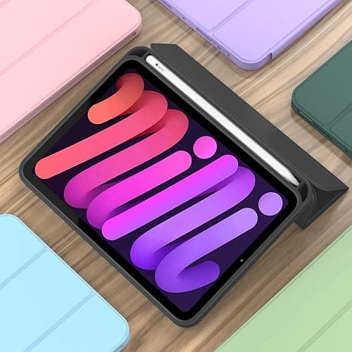 iMieet iPad mini 7 Case 2024 (A17 Pro), iPad mini 6 Case (8.3-Inch,2021 Model), iPad mini 7th/6th Generation Case with Pencil Holder, Trifold Stand Smart Case with Soft TPU Back,Black thumbnail 9