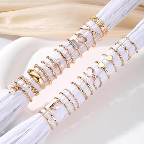 IFKM Gold Knuckle Rings Set For Women Vintage Stackable Joint Finger Midi Rings Dainty Cubic Zirconia Crystal Simple Twist Hollow Cute Rings Pack Jewelry Gift thumbnail 5