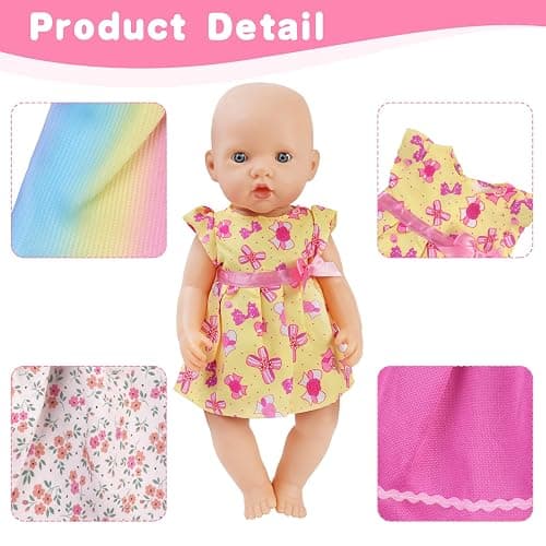 Aolso Baby Doll Clothes for 14-18 Inch/35-45 cm Dolls, New Doll Clothes Outfits, Sweet Dress with Coat Hanger, New Born Baby Dolls Girls Birthday（Sleeveless） thumbnail 3
