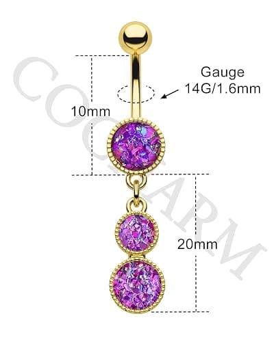 COCHARM Dangle Belly Button Rings Gold Belly Button Ring Dangling 14G 10MM Sparkly Gold Belly Navel Piercing Jewelry 316L Stainless Steel thumbnail 3
