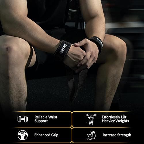 FITFIV Lifting Straps for Weightlifting, Lifting Wrist Straps for Gym Strength Training, Neoprene-padded Wrist Cushion - Men & Women thumbnail 7