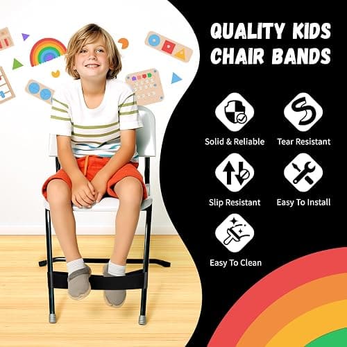 WNSIRVY 16 Pack Chair Bands for Kids with Fidgety Feet, ADHD Tools for Kids, Improve Focus & Reduce Restlessness, Chair Bands for Sensory ADHD ADD Autism - Classroom & Home Must Haves (Black) - Black - 16 Pack thumbnail 3