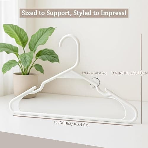 Utopia Home - Plastic Hangers 50 Pack - Space Saving Clothes Hanger - Durable and Strong Closet Organizers and Storage Makes It Ideal Stocking Stuffers or Apartment or Dorm Room Essentials (White) thumbnail 3