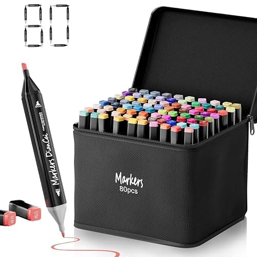 Alcohol Markers Set 80 Colors Dual Tip Permanent Art Markers with Brush Tip & Chisel Tips for Kids, Painting School Supplies Sketch Drawing Marker for Adults Boys Girls Students Drawing and Coloring - Image 1