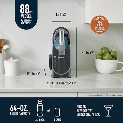 Ninja SLUSHi Professional Frozen Drink Maker with RapidChill Technology, Frozen Drink & Slushie Machine, 5 Preset Programs, Frozen Margaritas, Frappés, and More, Grey, FS301C, (Canadian Version) thumbnail 3