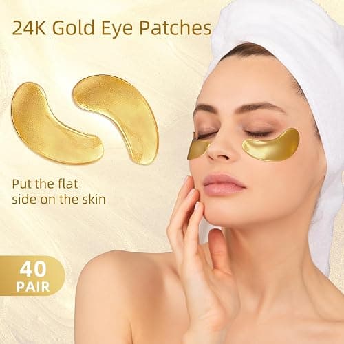 USTELIR Under Eye Patches, 40 Pairs Eye Mask for Dark Circles, Puffy Eyes, Undereye Bags,Wrinkles,Eye Mask Patches with 24K Gold, Eye Treatment Skin Care for Men & Women Gift thumbnail 2