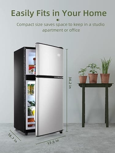 KRIB BLING 3.5 Cu.ft Refrigerators with Freezer, Fridge with 7 Level Temp Adjustable Thermostat, Fridge for Apartment, Office, Basement, Silver thumbnail 3
