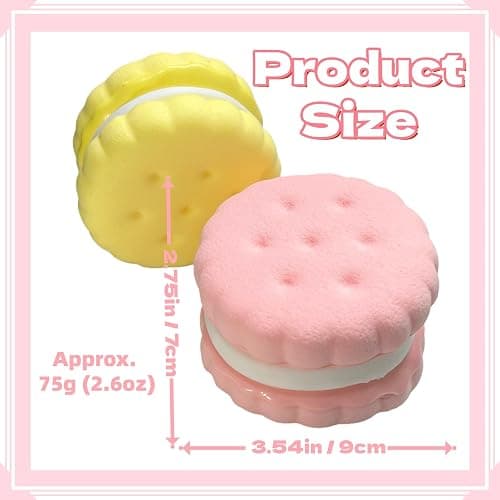 3.5 Inch Slow Rising Squishy Toys, Super Soft Cookie-Shaped Slow Rising Squishies, 3 Layers Realistic Sandwich Cookie Squeeze Toy, Food Squishies for Decompression Stress Relief (Pink) thumbnail 2