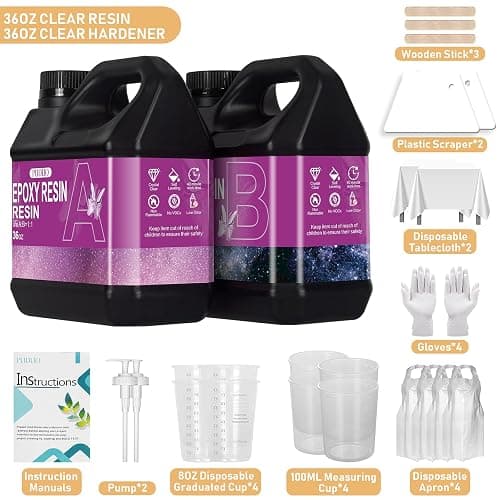 Puduo Epoxy Resin Kit 72OZ，Newly Formulated Crystal Clear Epoxy Resin，Strong, Bubble-Free, Anti-Yellowing Art Resin That，Suitable for Casting, DIY, Molds, Jewelry, Easy to Mix 1:1 Ratio thumbnail 6