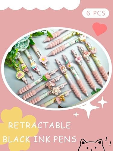 HUIRUAN 6 PCS Adorable rabbit Pens Novelty strawberry Pens Cartoon Retractable gel Pen Roller ball Black Ink For School Supplies Office Party (food) thumbnail 2