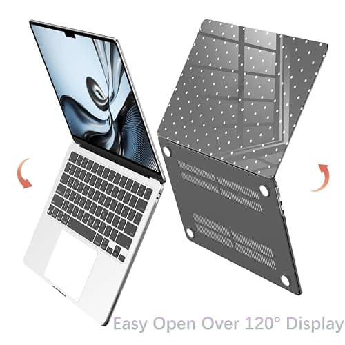BlHMCASE Compatible with MacBook Pro 13 inch Case M2 2025, 2024-2016 A2338 M1 A2251 A2289 A2159 A1989 A1708 A1706, Cute White Polka Dot Protective Hard Shell Clear Black Cover for Mac Pro 13 thumbnail 4