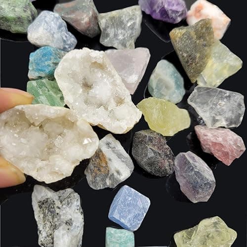 450 Pieces Rocks Collections for Kids, 40+ Kinds Gemstones and Crystals Set, Rocks and Minerals Science Kit Include 1.5lb Tumbled Chips Crystals and 1lb Tiny Rough Stones thumbnail 5