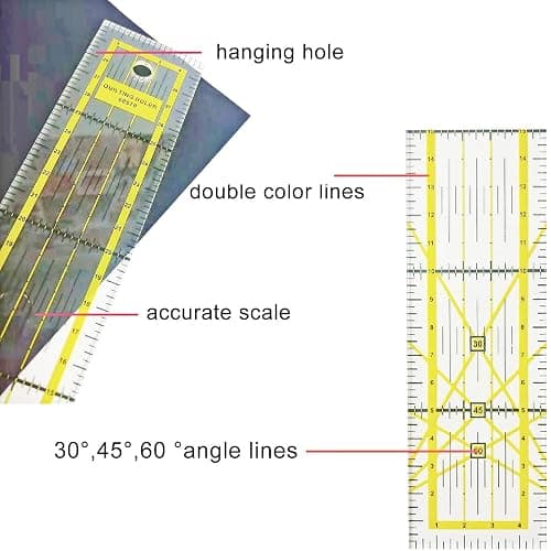 Quilting Rulers, 7 Piece Acrylic Ruler, Fabric Cutting Ruler (12.5"X12.5", 9.5"X9.5", 6"X6", 4.5"X4.5",12"x6.5",9"x3",12"x2"), Sewing & Quilting Templates thumbnail 5